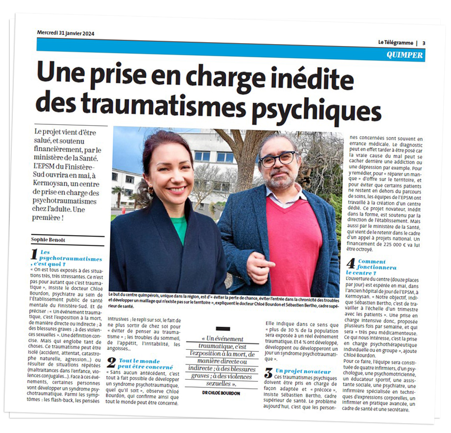 Article Télégramme Centre psychotraumatismes